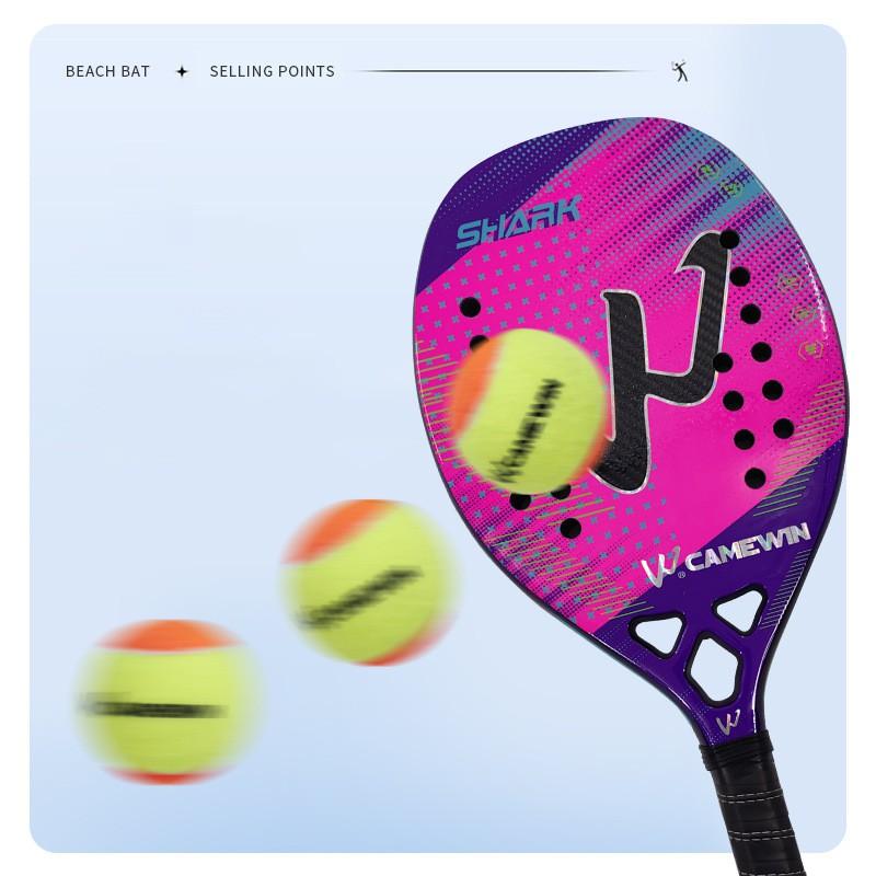 Carbon Fiber Beach Tennis Racket 3K Amateur Advanced Players Lightweight G4 Grip Red Gray Colors