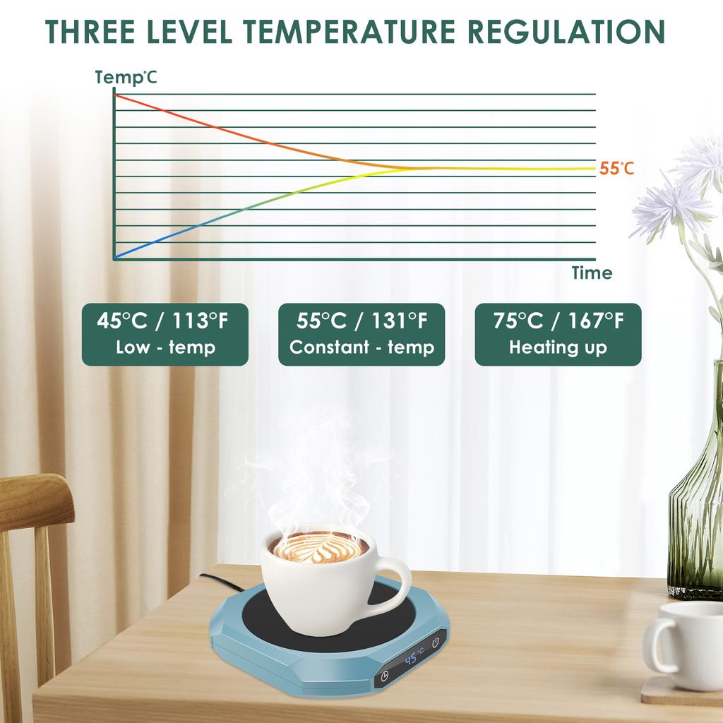 Coffee Mug Warmer Heated Saucer with Triple Adjustable Temperatures Saucer Coffee Cup Warmer with Anti Skid Pad For Coffer Tae
