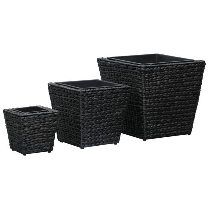 Ensemble de jardinières surélevées en jacinthe d'eau - vidaXL - Noir - 40cm, 30cm, 20cm