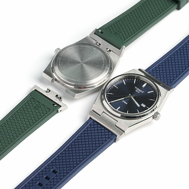 22MM Fluoro Rubber Strap for Tissot PRX 12MM Stainless Steel Adapter Super Player Solid Metal Quick Release Pin Buckle Men Soft