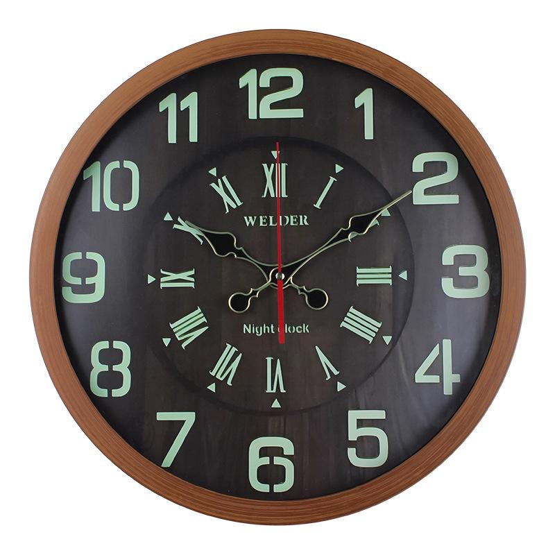 Wood Grain Wall Clock Living Room Bedroom Home Silent Clock Light Luxury Plastic Frame Hanging Watch Wall Art Decorative Clock