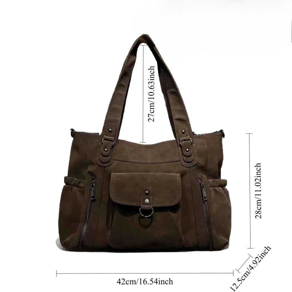 Ladies Spice Girls Suede Tote Bag Large Capacity Multi-Pocket One Shoulder Oblique Strap Bag