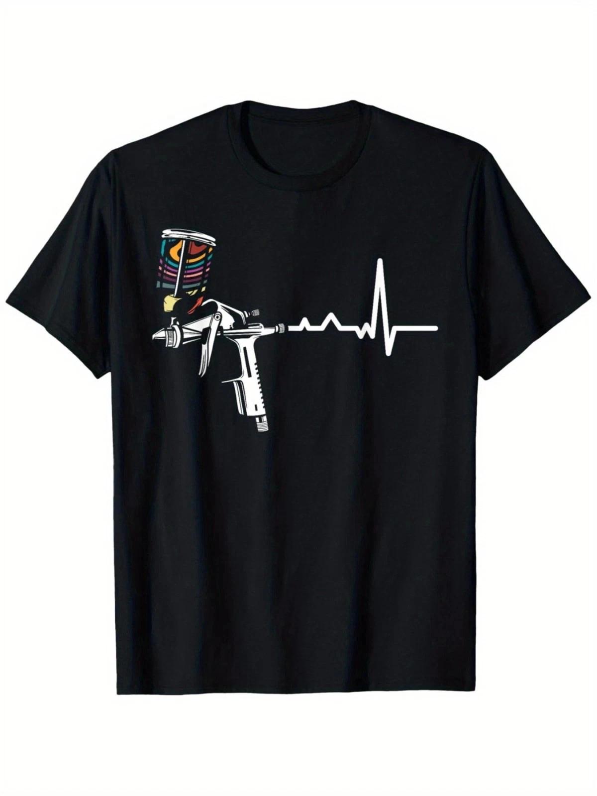 Spray Paint Gun Heartbeat Graphic T shirt Street Art Graffiti Style Tee L