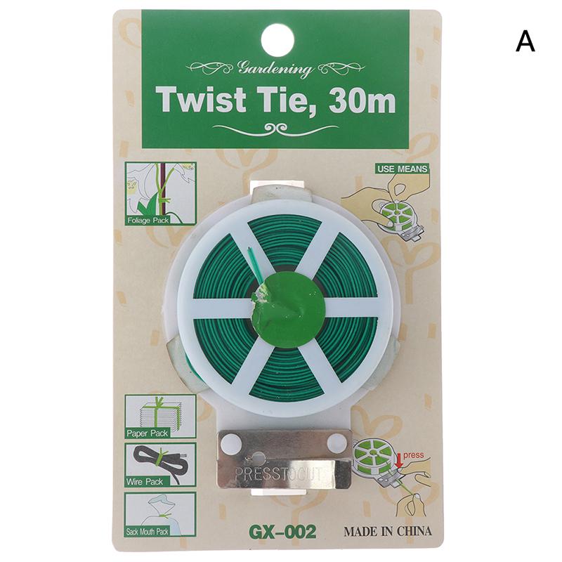 30M//50M Plant Twist Tie with Cutter Sturdy Green Coated Wire for Gardening Home