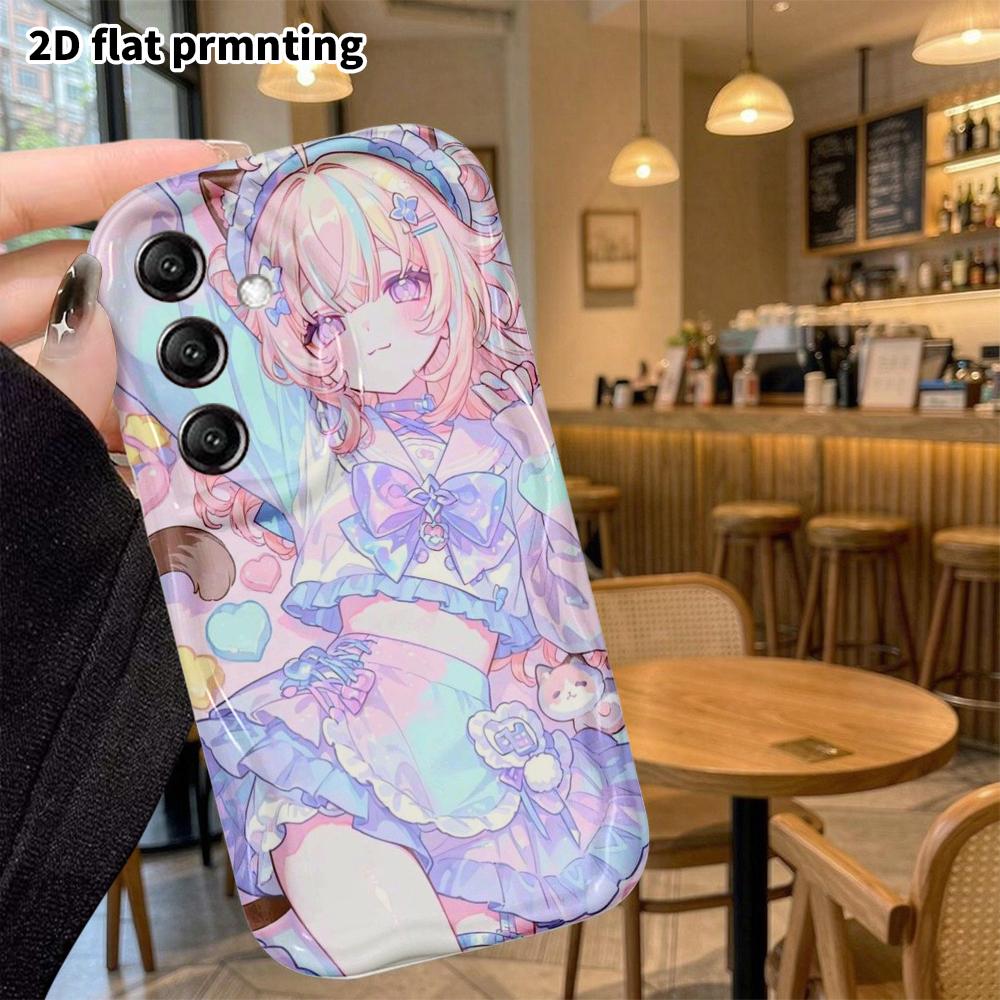 Phone case: 2D flat, fits Samsung Galaxy A34 A35 M05 M06 S20 S22 S21 FE Plus 5G, cat ear girl, perfect Christmas and Halloween holiday gift