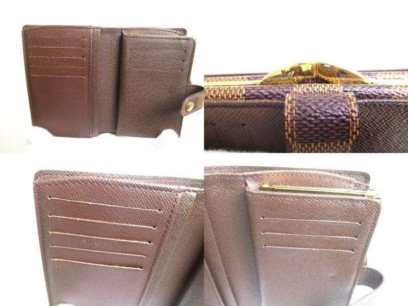 Authentic LOUIS VUITTON Damier Brown Leather Bifold Wallet Viennois #a185  Refurbished