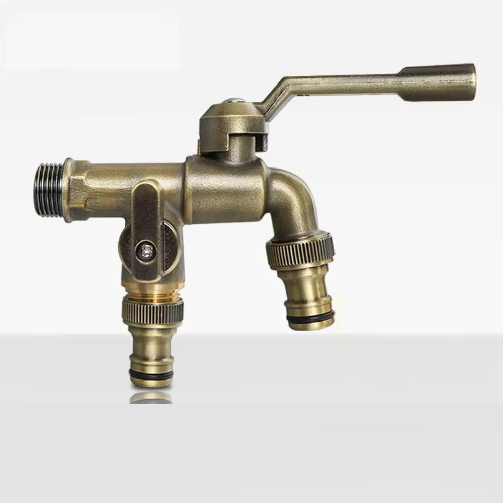 Dual Water Outlets All-copper Faucet Anti-freezing Brass Faucet Adapter Outdoor Faucet  Outdoor