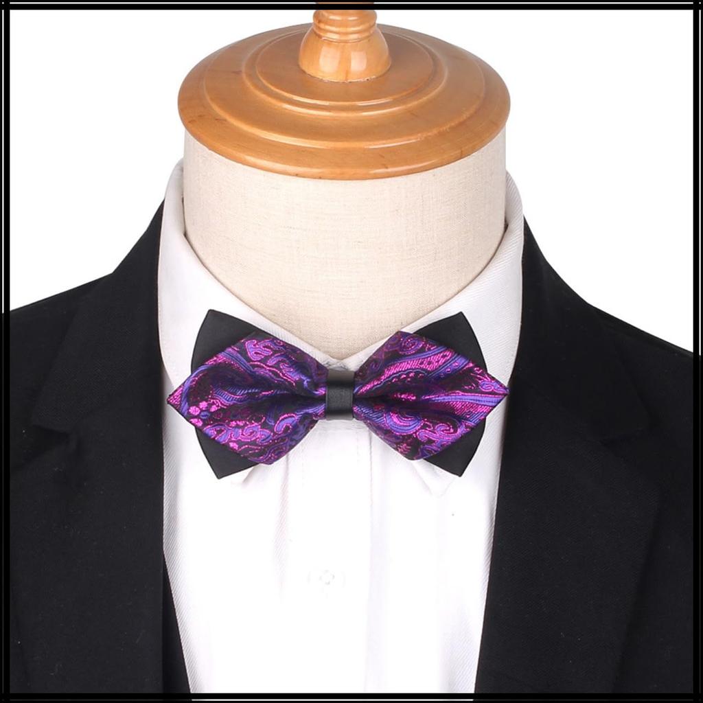[White Fang] Jacquard Bow Tie, Unique Design, Stylish Fashion for Men and Women, NC094 (RedBlack)