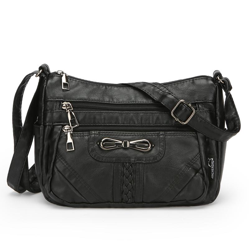 Soft Leather Crossbody Bag Women's Multi-layer Shoulder Bag Middle-aged Mother Bag