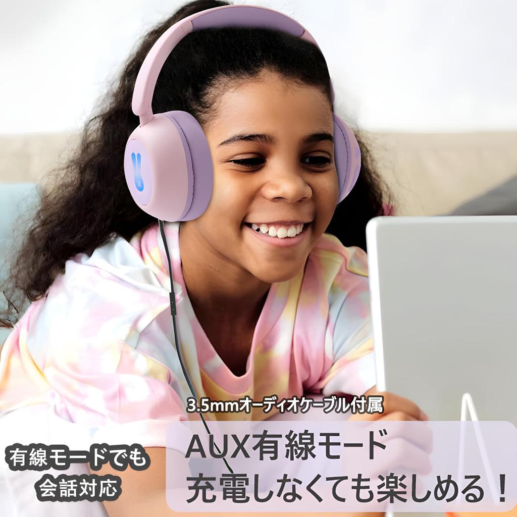 SITOAT Bluetooth Headphones with Kids 85db Volume Hearing and a Microphone for Wireless Headphones for Online and Features LED Lights for Wireless and