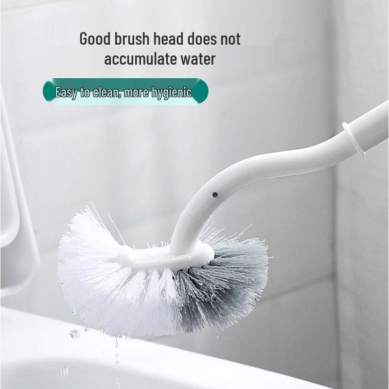 Curved Soft Bristle Toilet Brush with Long Handle for Deep Cleaning