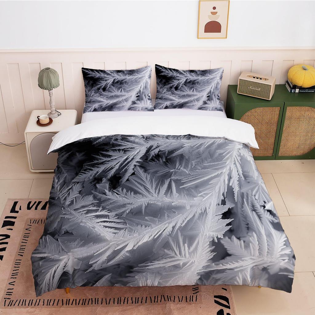 Crystal Duvet Cover for Kids Queen Lightweight Quilt Cover with 2 Pillowcase Ice Crystal Winter Themed Bedding Sets No Comforter