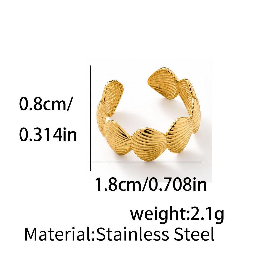 European & American Style Starfish Seashell Geometric Ring Set for Women - Fashionable Openable Metal Design