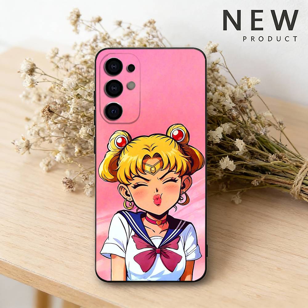 S-Sailor Anime Moon Phone Case For Samsung S26,25,24,23,22,30,21,10,9,Ultra,Plus,Lite Black Soft Case