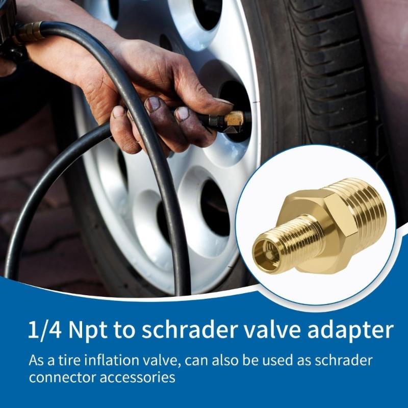 2 Pieces Brass Valves Adapter 1/4 Inch NPT Air Inflator Connector Suitable For Car Tire Pumps And Portable Compressors