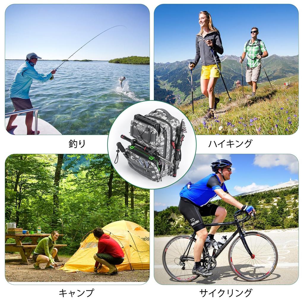 Goture Fishing Waterproof Backpack with Two Lure Large Tackle Tool Storage Bag for Hiking and Outdoor Khaki Bag, 5-Way Cases, Multifunctional,