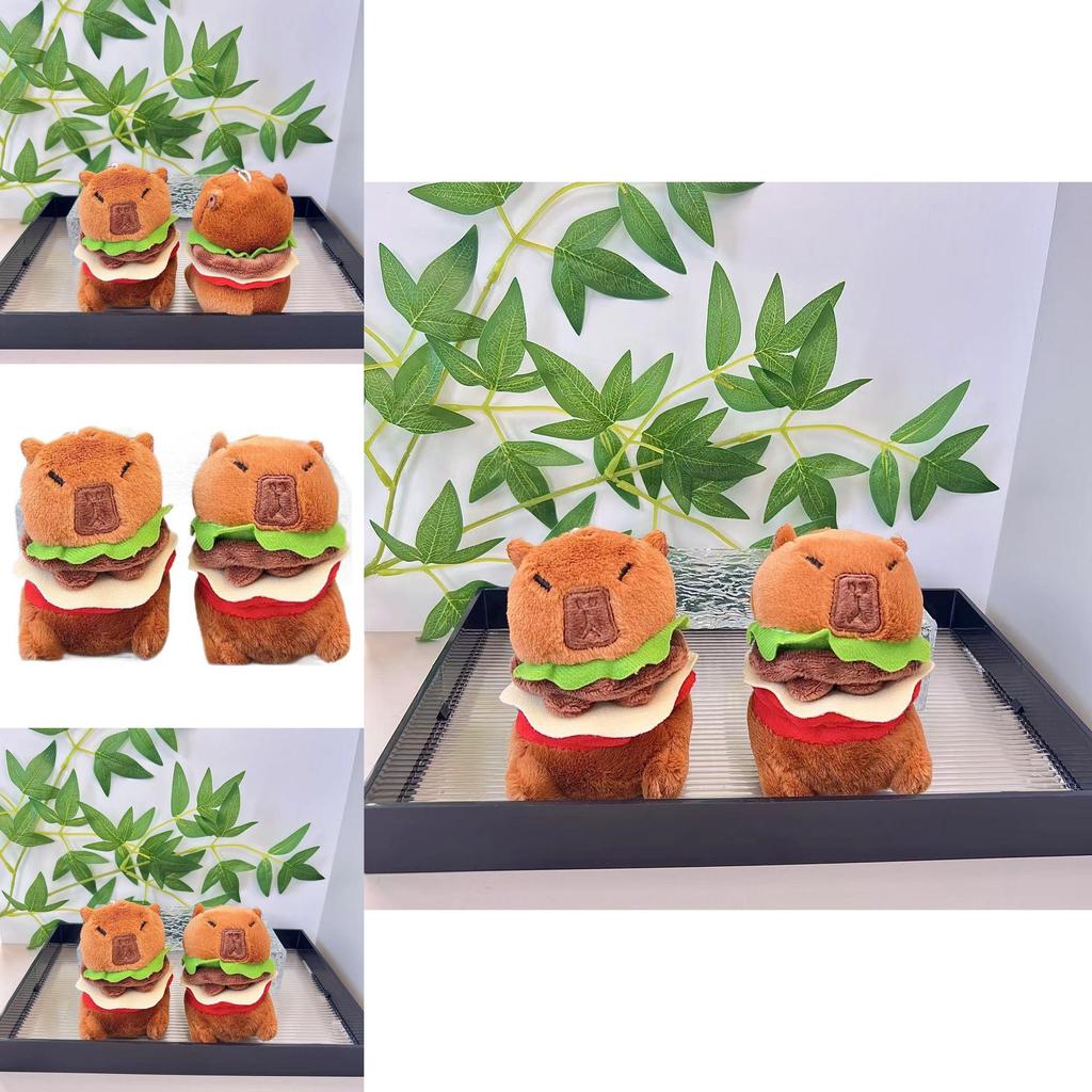 Cute Hamburger Capybara Plush Pendant Keyring Premium Quality For Animal Plush Lovers