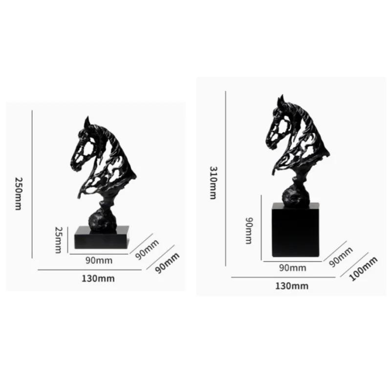 Creative Metal Handicrafts Simulation Animal Sculpture Hollowed-out Horse Head Metal Figurine Home Decoration Accessories