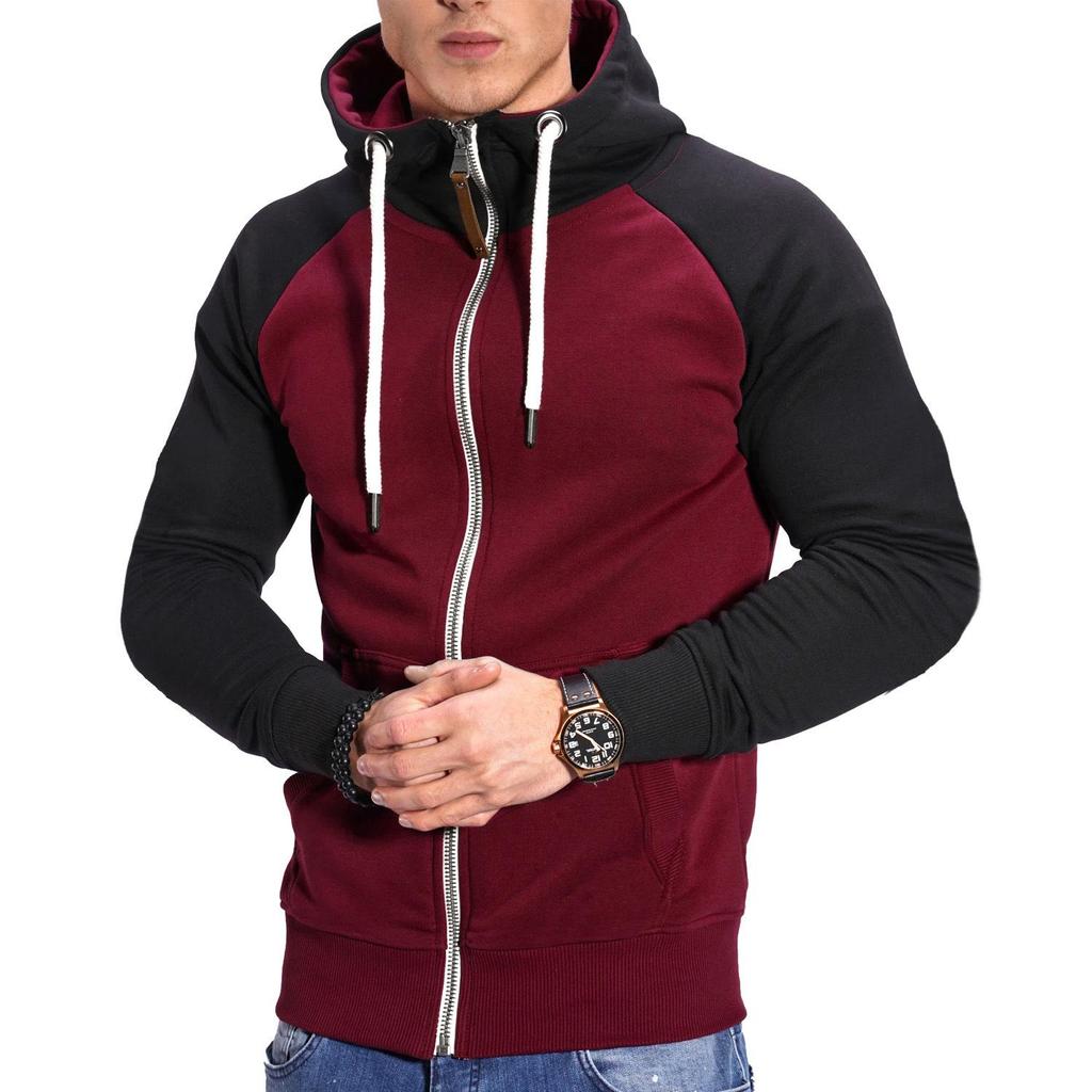 Europäisches Herren Color Block Sport-Sweatshirt - Lässiger Raglanärmel-Cardigan