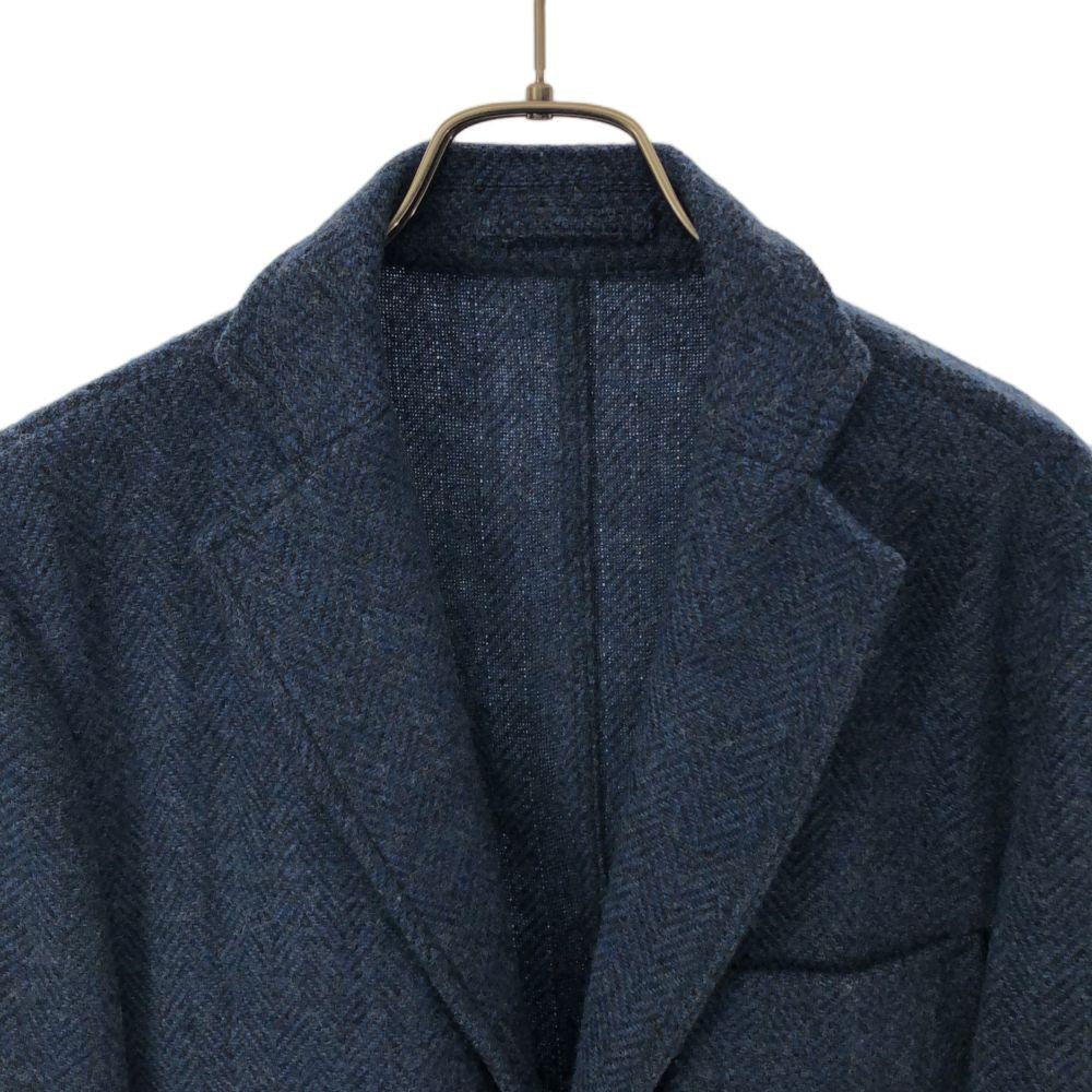 ORIAN Made in Italy Wolle Fischgrät Langarm taillierte Jacke 42 Blau Herren Gebraucht