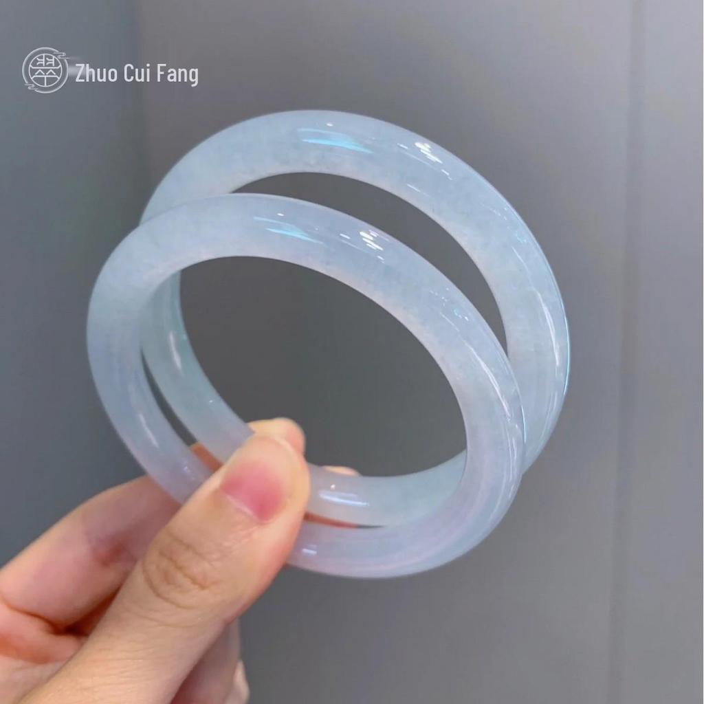 Elegant Chinese Style Jingle Bracelet: Ice-Transparent, Non-Fading Round Bangle Collection