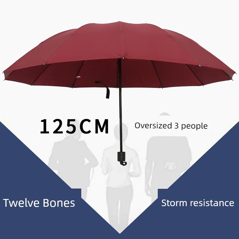 Large Umbrella for Men, Reinforced and Thickened, Sturdy and Wind-Resistant, Dual-Purpose for Sun and Rain, Manual Folding, Black Coating for Sun