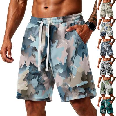 Herren Locker geschnittene Camouflage-Print Sport-Trainings-Fitnessstudio Strandshorts mit Kordelzug-Taille und Seitentaschen für Alltagsaktivitäten