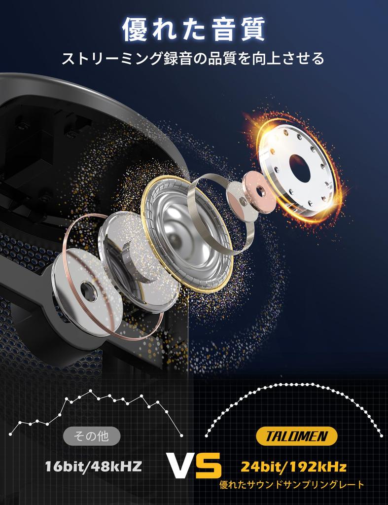 Talomen Gaming PC Microphone USB Noise Cancelling Condenser RGB Quick Gain Gamer Accessories for PS5 Desktop Microphone EYAS Microphone, Microphone,