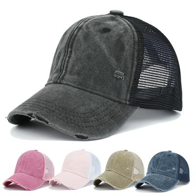 Vintage Washed Cotton Baseball Cap Women Men UV Protection Breathable Mesh Cap Visor Adjustable Hip Hop Caps