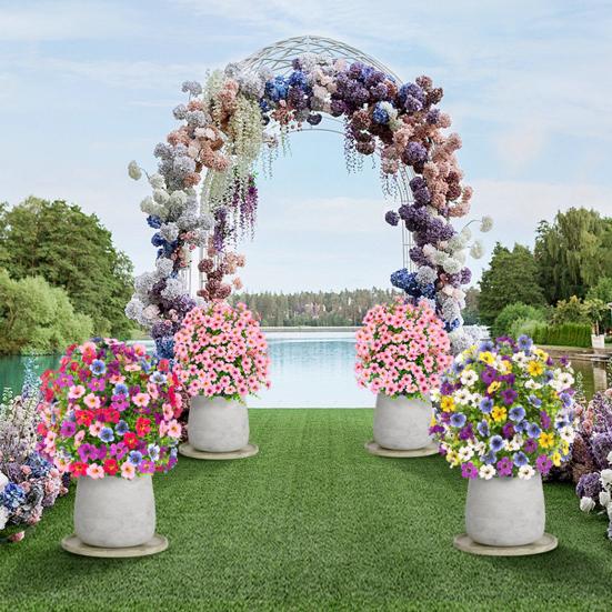 Artificial Violet Topiary Ball UV Resistant Violet Blooms Fake Evergreen Plants Flowers Brush with Ground Spike for Outdoor Indoor Garden Decor