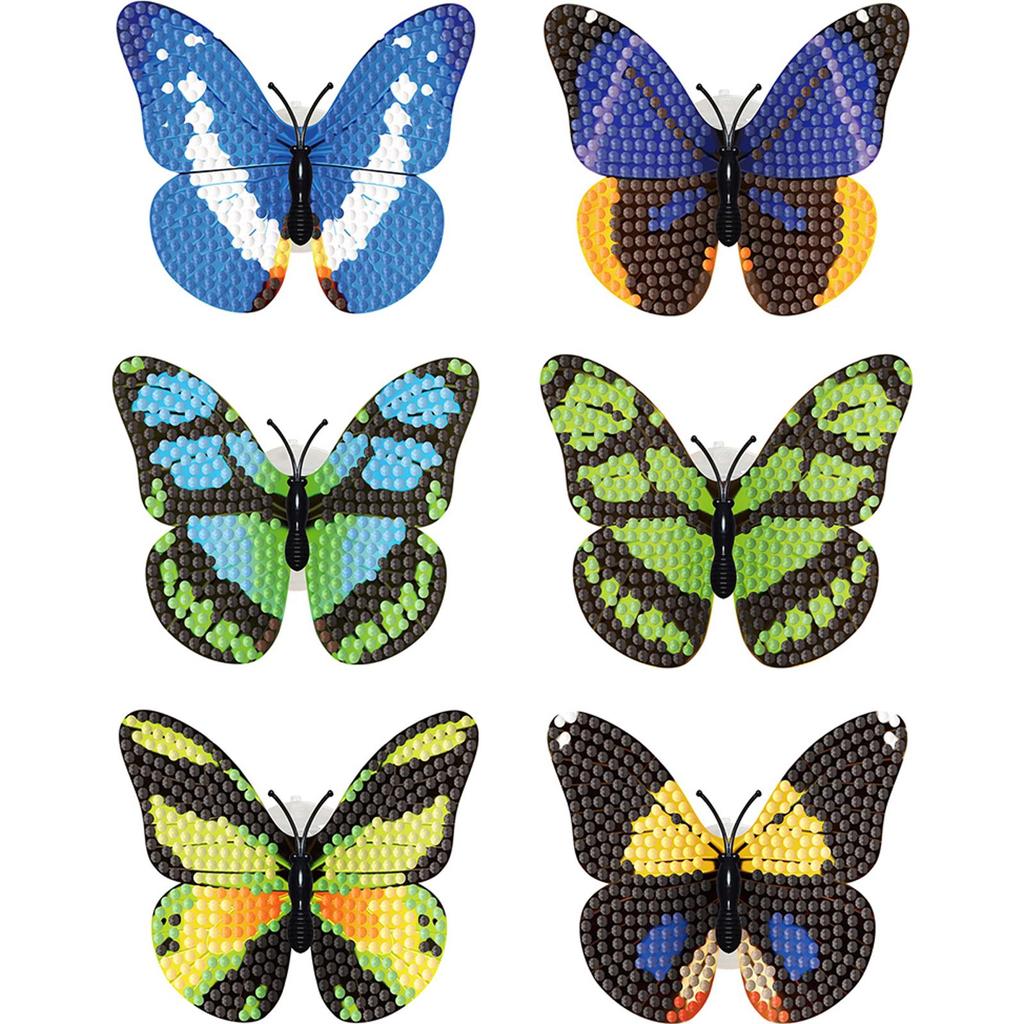 6 Pcs Butterfly DIY Creative Diamond Mosaic Sticker with Light DIY Decorative Stickers Making Kit for Arts and Crafts DIY Gifts