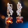 Trendy Crystal White Red Zircon Stone Hoop Earrings For Women Vintage Gold Color Wedding