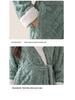 Women's Extra-Long Hooded Flannel Coral Fleece Bathrobe: Warm and Thickened for Couples