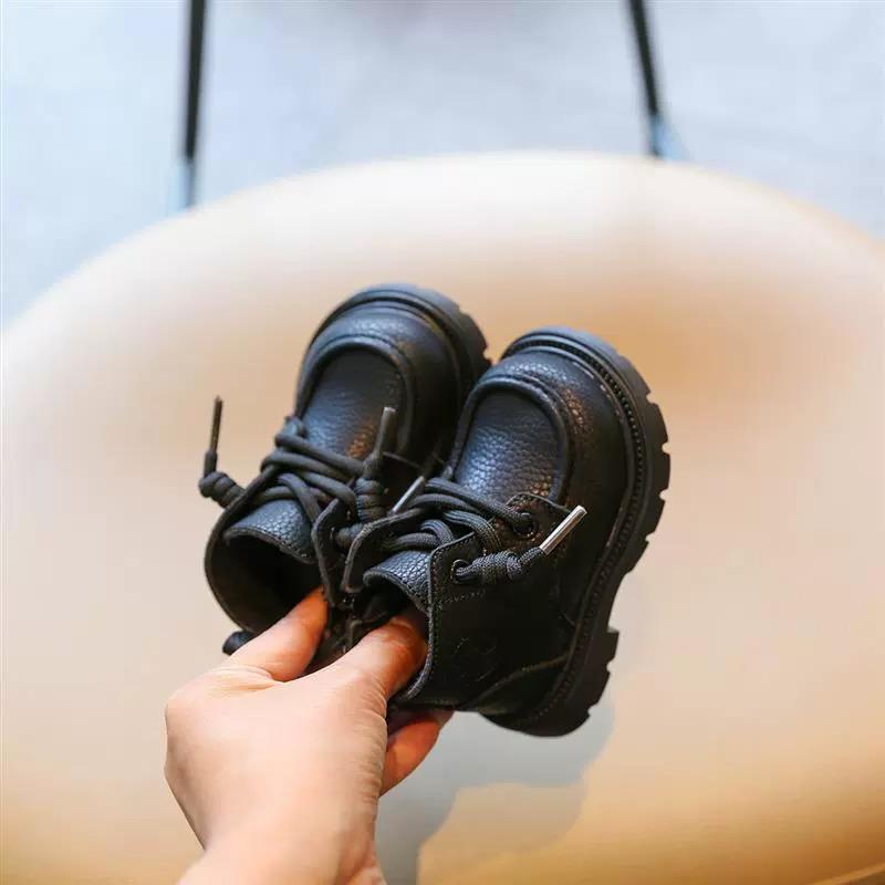 Children's Yellow Leather Martin Boots: Soft Sole Autumn/Winter Toddler Walking Shoes for Boys and Girls.