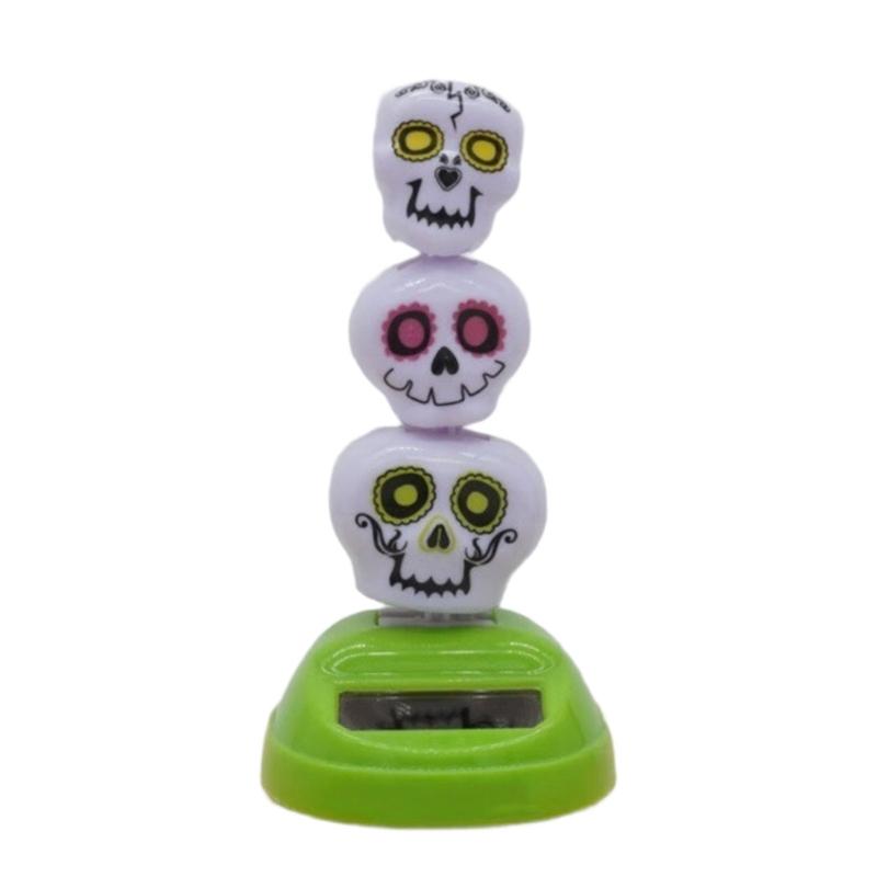 Solar Powered Halloween Figure Dancing Toy Pumpkins Solar Shaking Head Dancing Doll Ornament for Car Dashboard Decors