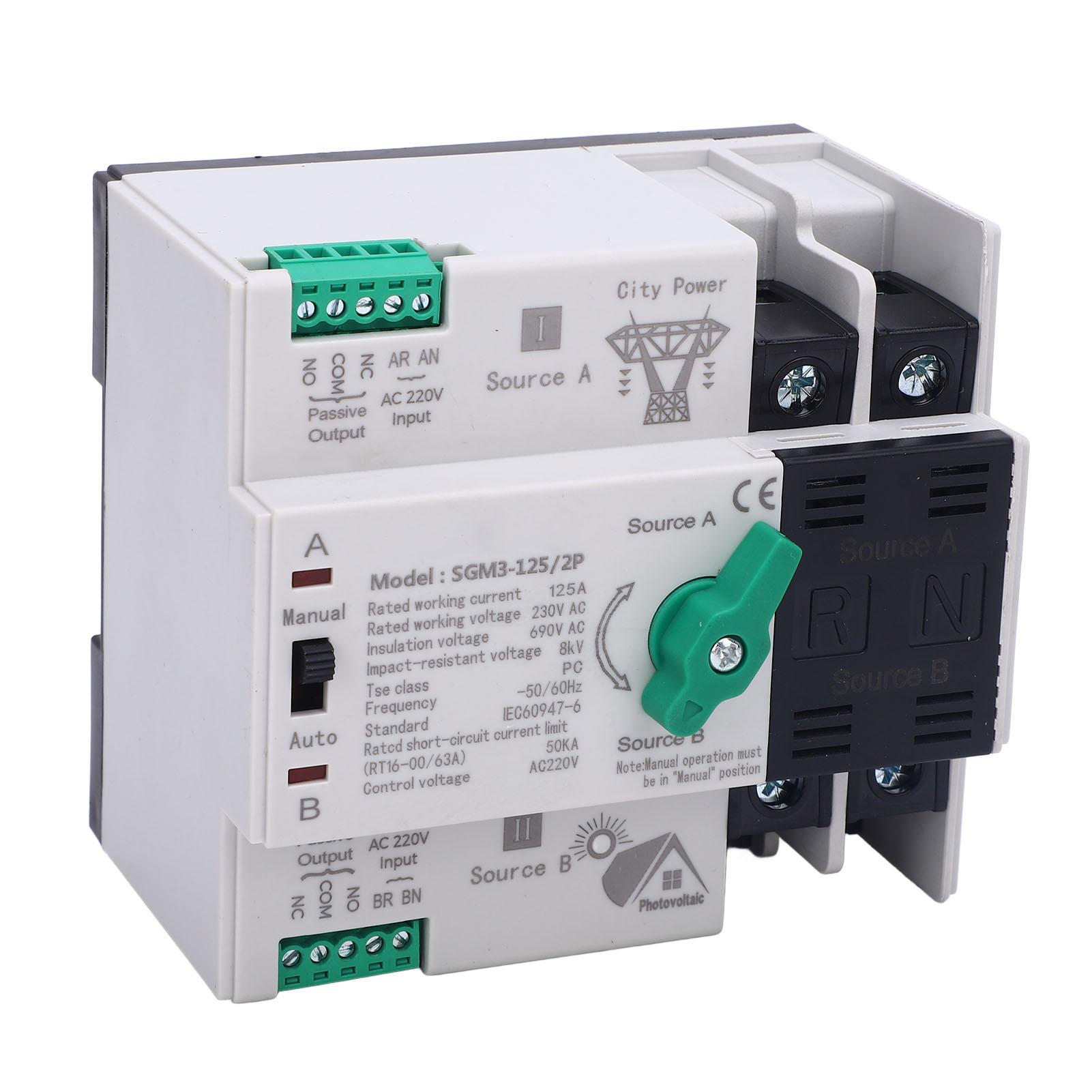 

Автоматичний перемикач подвійного живлення 125A 2P Перемикання за мілісекунди Подвійне живлення Генератор