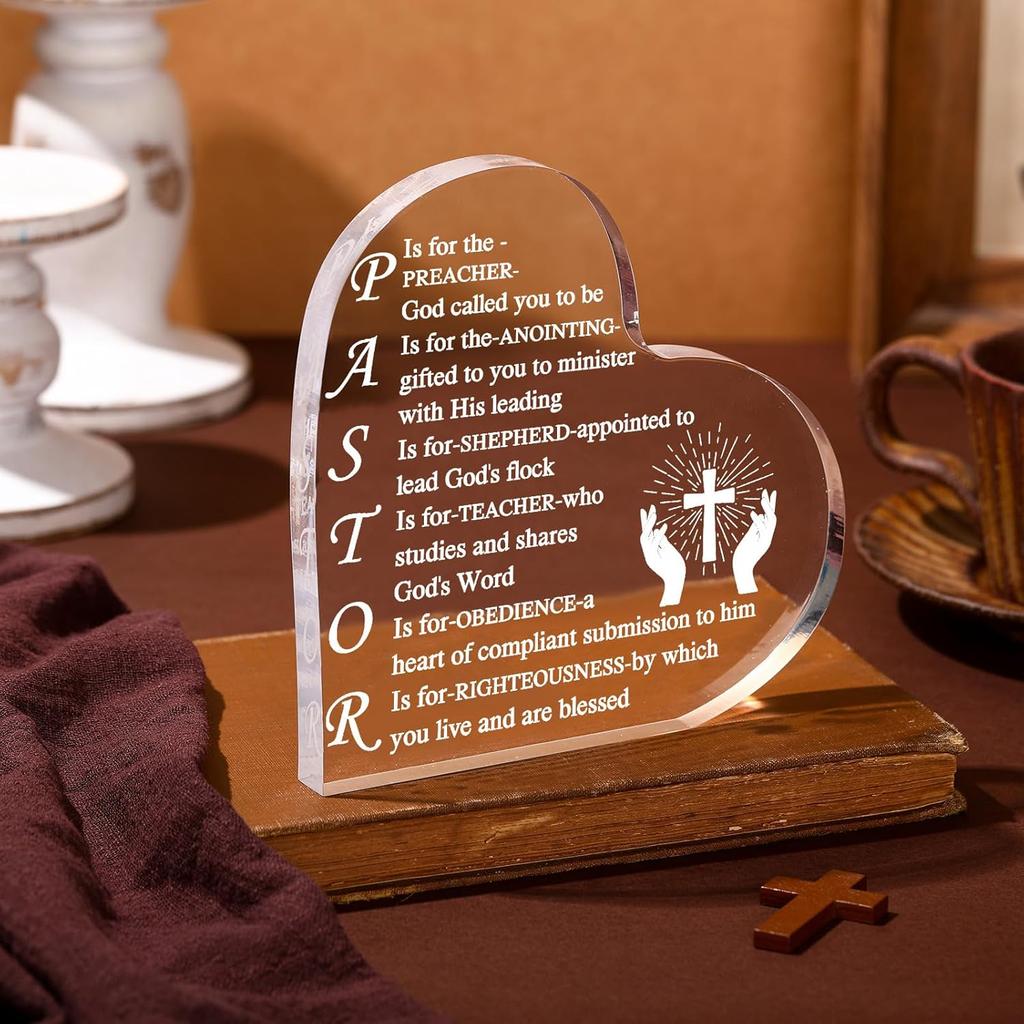 Acrylic Pirational Gifts for Pilot Pastor Prayer Men Friends Christian Motivational Desk Decoration Birthday Encouragement for Home(Pastor Gifts)