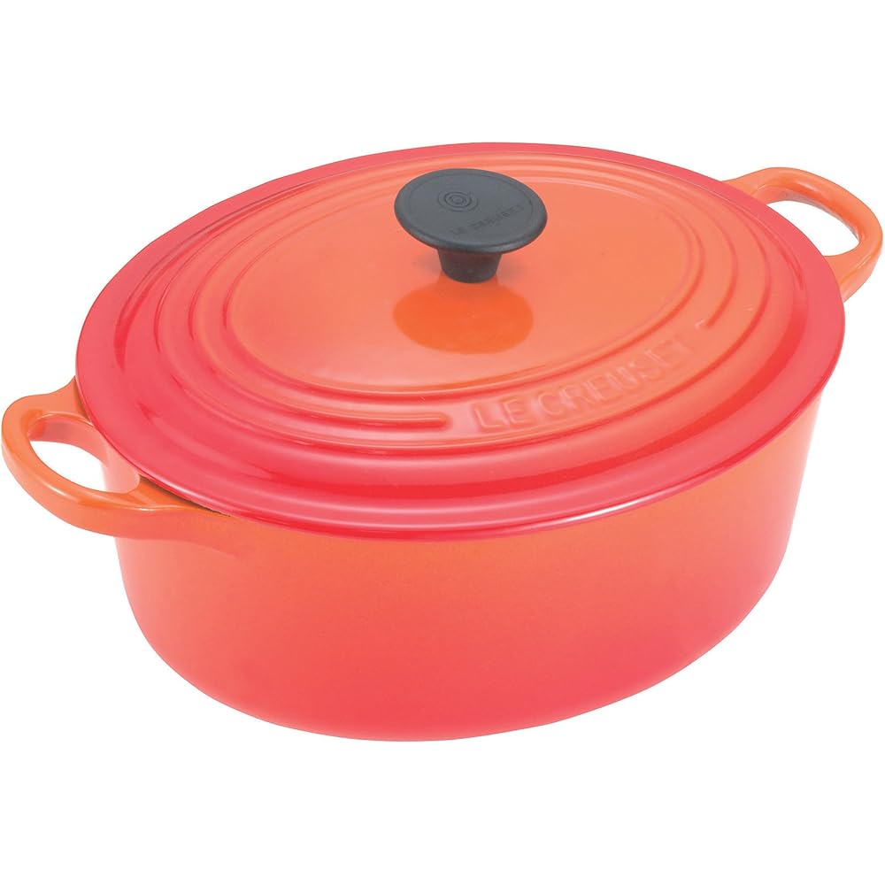 Le Creuset Oval Cocotte 27cm Cast Iron Enamel Pot Orange Gas IH Oven Compatible