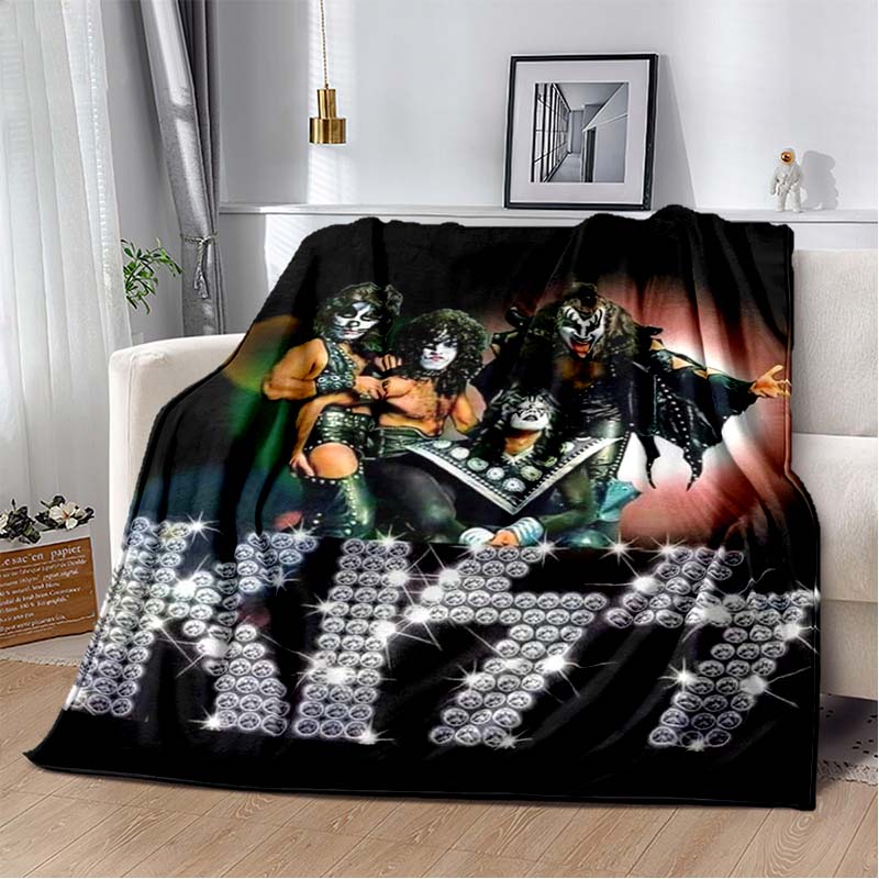 KISS Band Pattern Throw Blanket Light Weight Blanket for Living Room Bedroom Kidsroom Warm Blanket Christmas Gift