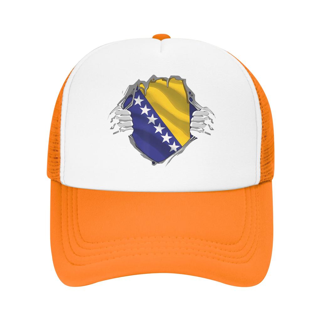 Bosnia and Herzegovina Flag Mesh Baseball Caps Unisex Women HipHop Sun Hat Hat Breathable Summer Trucker Cap