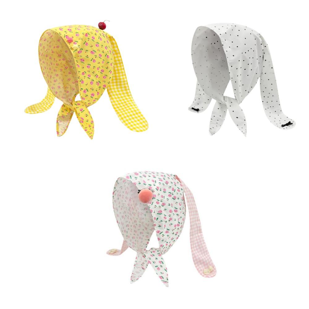 Sweet Floral Hair Scarf Y2K Pullover Cap Korean Lop Ear Rabbit Hat  Clothing Accessories