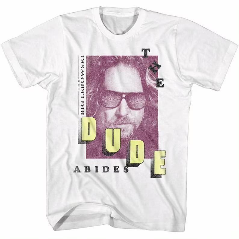 

Big Lebowski T-shirt The Dude Abides Jeff Bridges Men s Graphic Tee 90s L