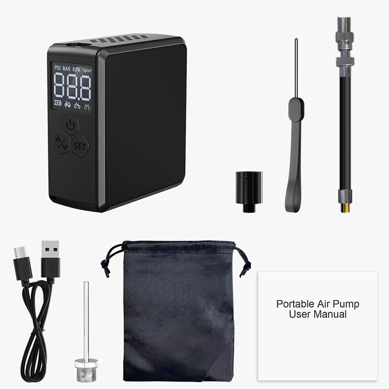 

Мини перезаряжаемый воздушный насос для накачки шин, портативный компрессор, цифровой беспроводной автомобильный насос для накачивания шин для велосипедных шариков чёрный