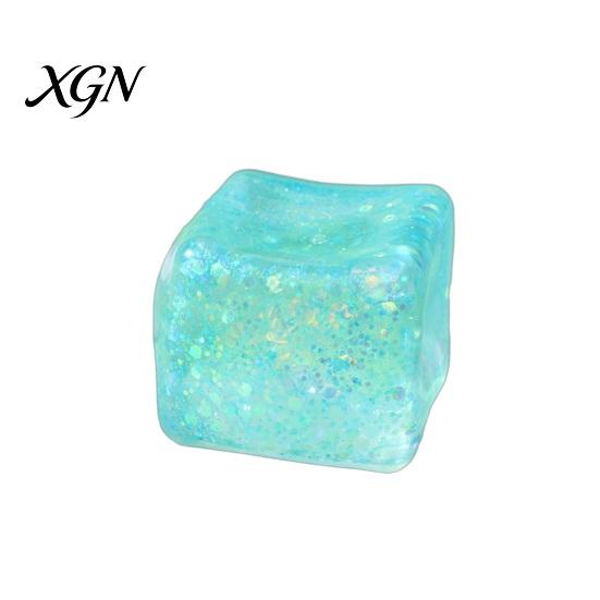 Squeeze Toy Ice Cube with Glitter Slow-Rising Water TPR Fidget Blingbling Stress Reliever for Relief Portable Decompression Gadget Kids Adults