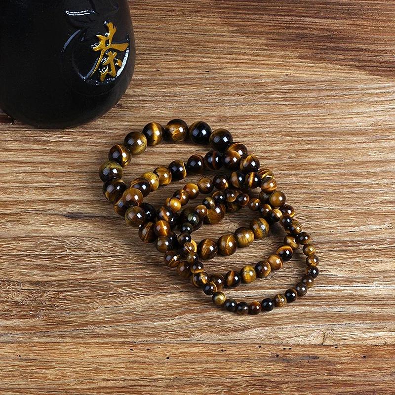 Fashion Tiger Eye Bangles Men 4-12mm Natural Energy Stone Beads Reiki Healing Bracelets for Women Jewelry Pulseras Gift