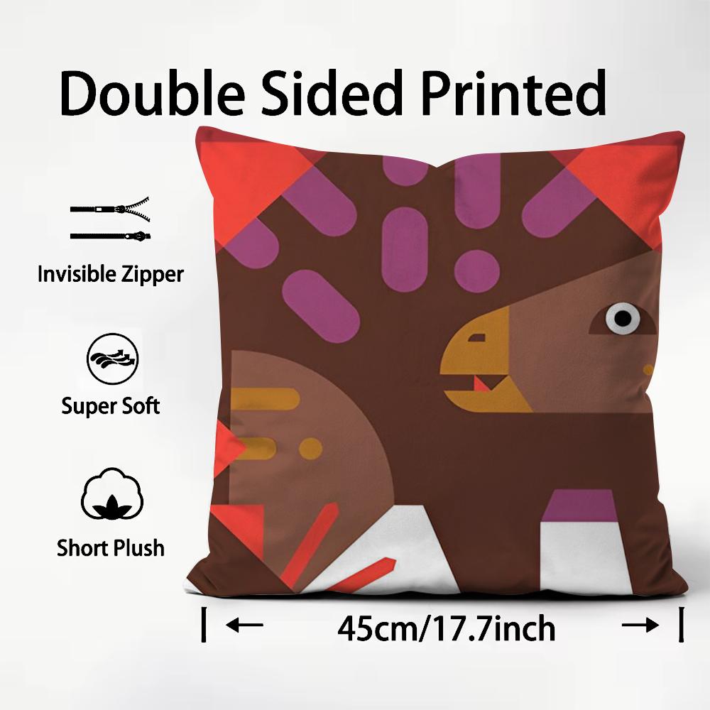 Simple Animal Anime Art Cushion Cover Plush Fabric Soft DoubleSided Printed Sofa Warm Winter Home Child Gift Pillow Case