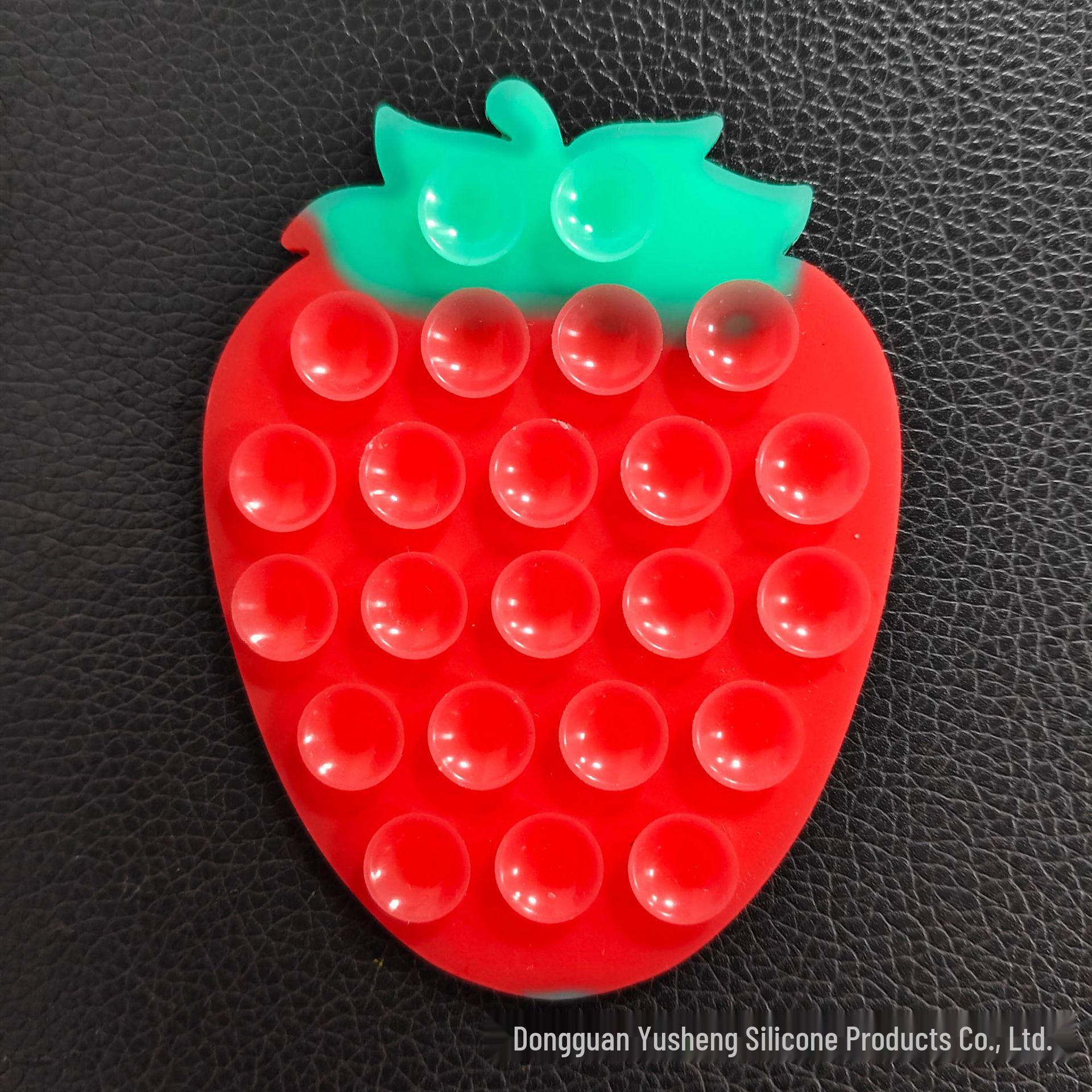 Multicolor Silicone Strawberry Suction Cup Phone Holder Magic Sticker Single with Bag