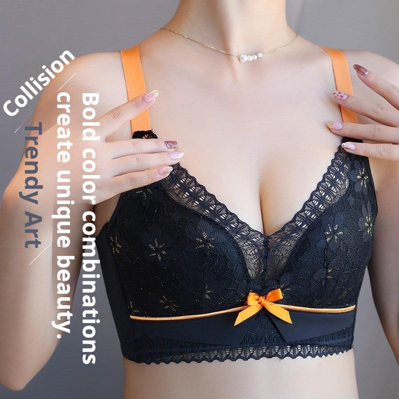 Push-up Small Chest Sexy Lace Adjustable Shape No Ring Underwear Anti-sagging Comfortable Beautiful Back Bra Set