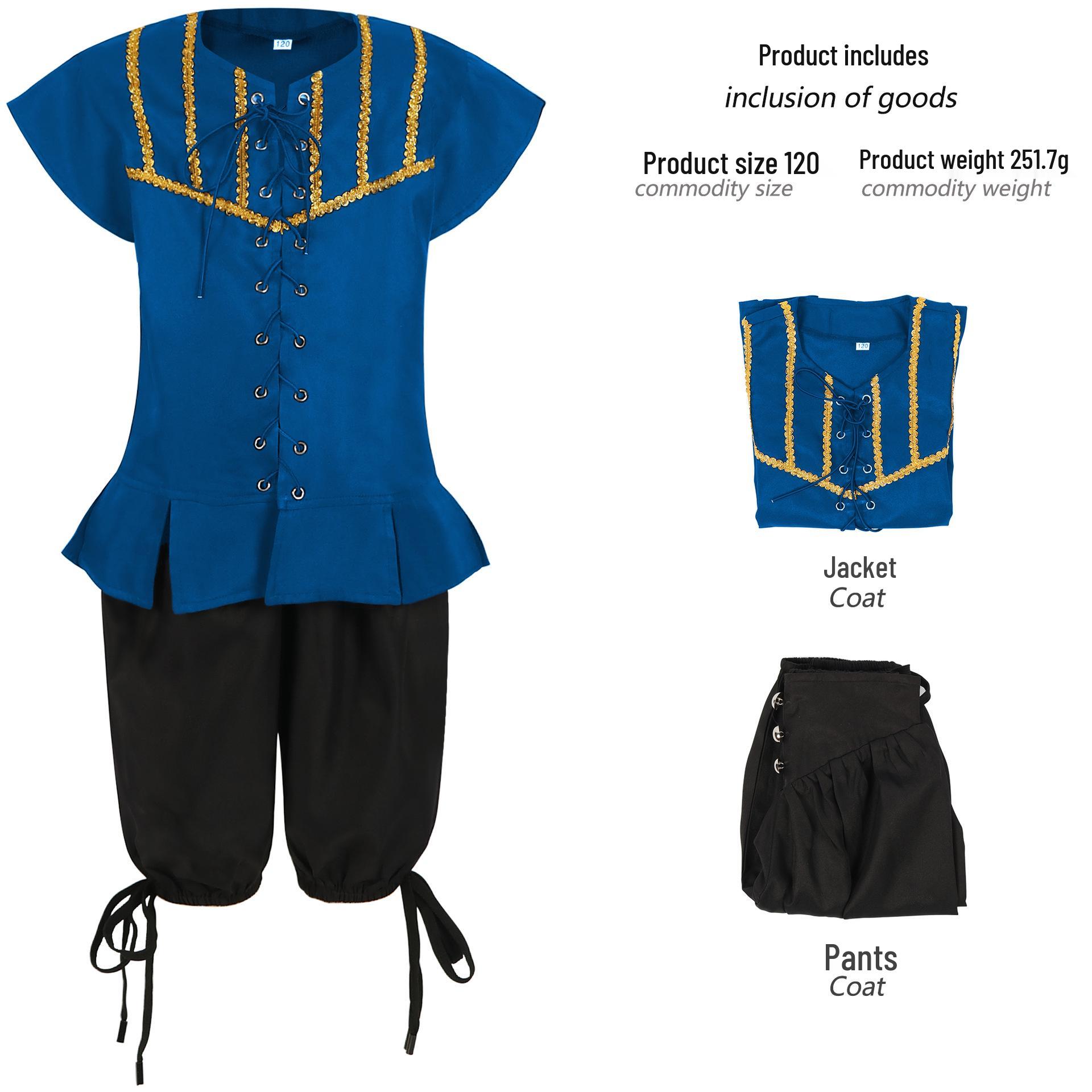 

Детский пиратский костюм на Хэллоуин - Средневековый, Ренессанс, Стимпанк Сценический косплей Size 140