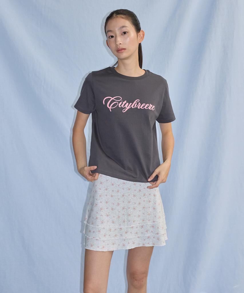 City Breeze Glass Motif Mini Skirt_Melange Grey